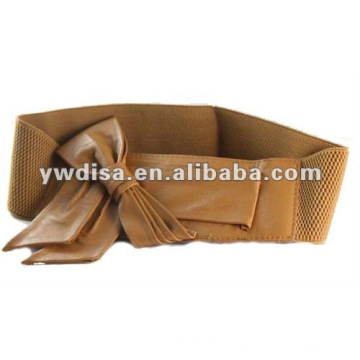 Brown Elastic Webbing Belt For Woman